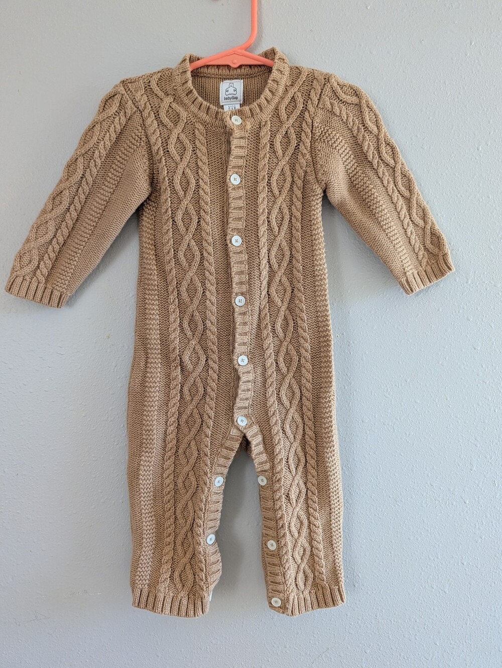GAP Camel/Tan Cable-Knit Sweater One-Piece Bodysuit